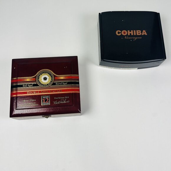 Two Empty Cigar Boxes Cohiba Nicaragua & Perdomo 12 Year Bourbon Barrel Aged - Picture 1 of 13